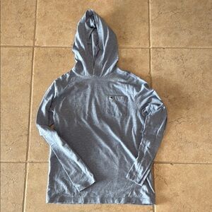 Gray Hooded Long Sleeve Shirt